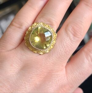 Lemon Quartz Sterling Ring With Gold Vermeil